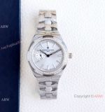 Swiss Grade 1 Vacheron Constantin Women's Overseas Watch Silver Dial Diamond Bezel 